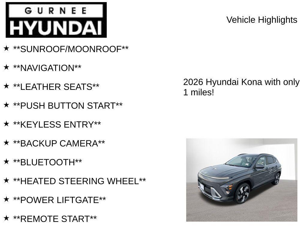 new 2026 Hyundai Kona car, priced at $33,696