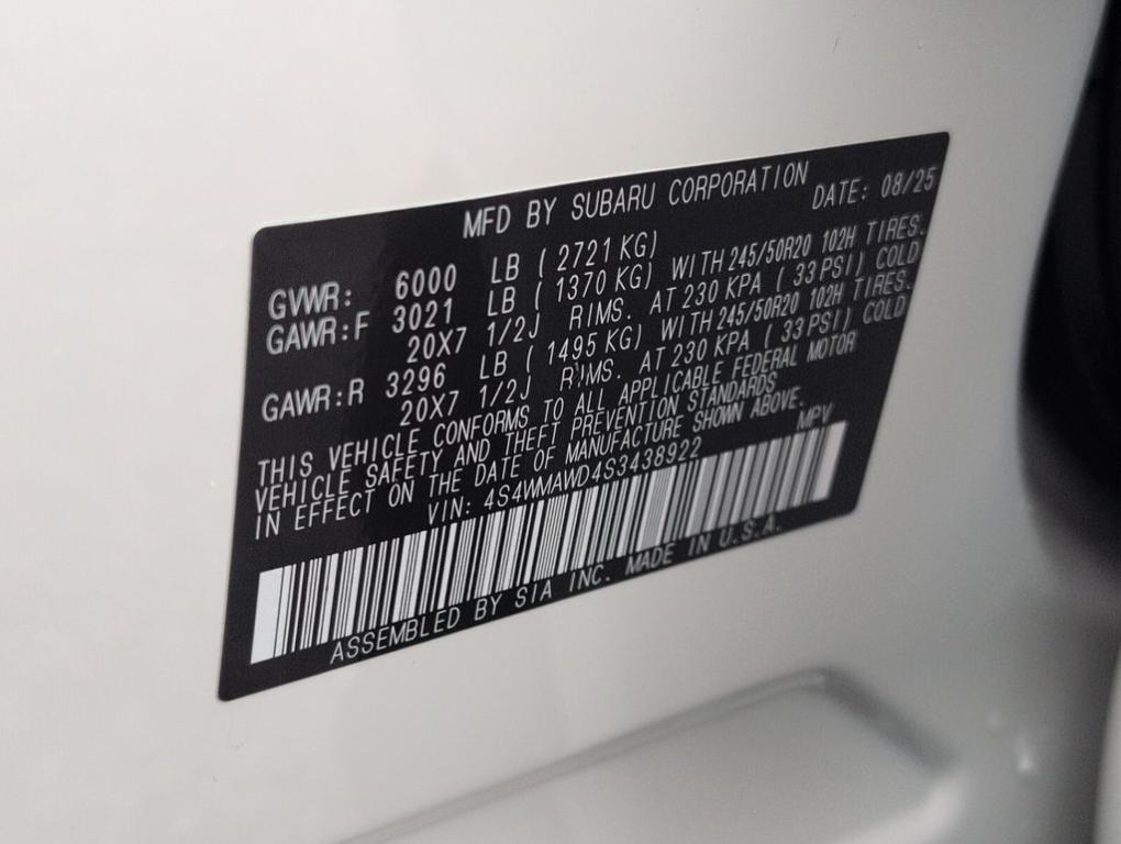 new 2025 Subaru Ascent car, priced at $49,527