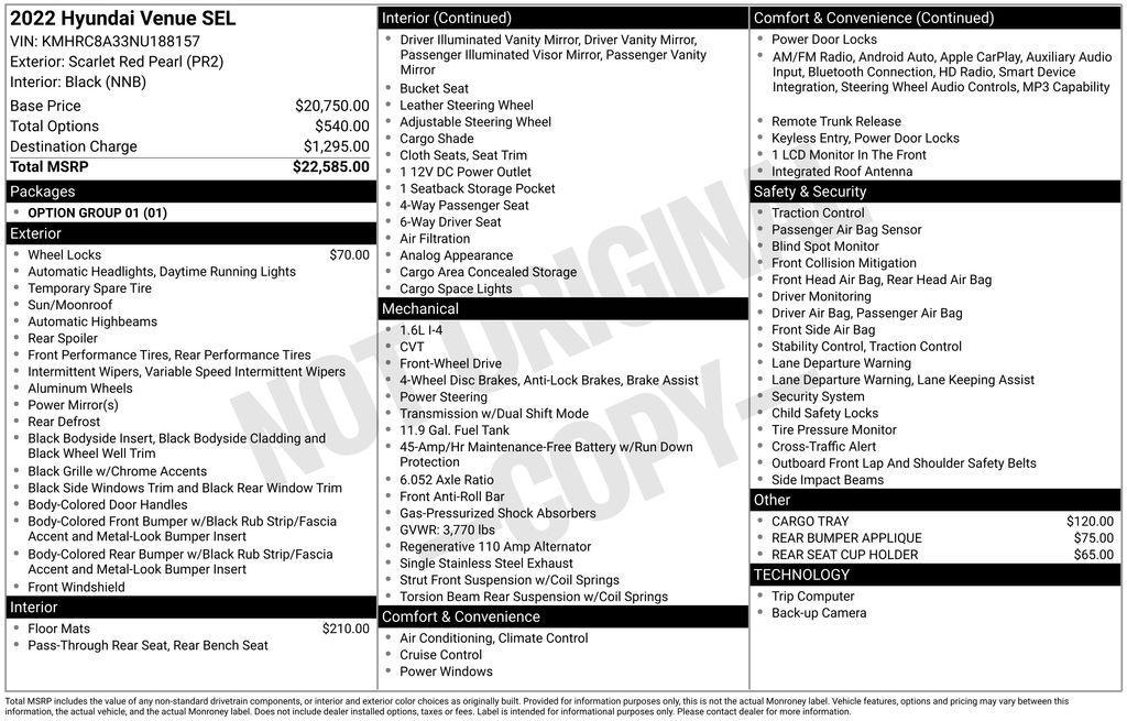 used 2022 Hyundai Venue car, priced at $15,950