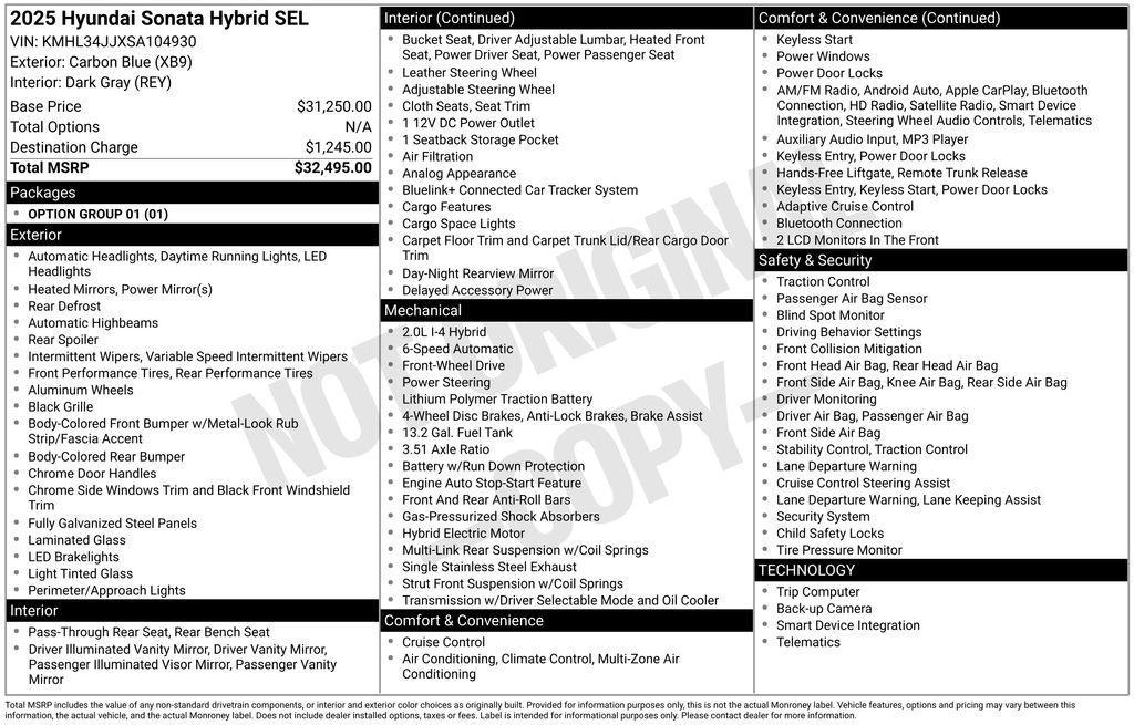 used 2025 Hyundai Sonata Hybrid car, priced at $24,175