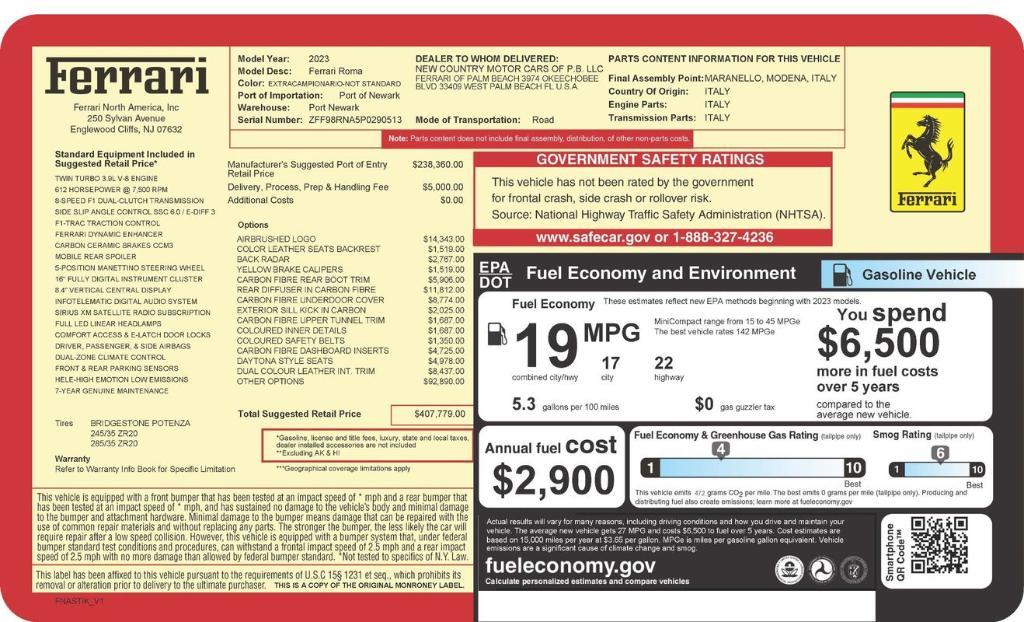 used 2023 Ferrari Roma car, priced at $259,989