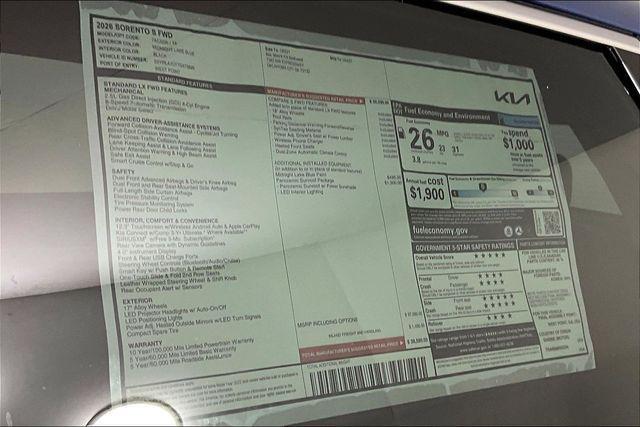 new 2026 Kia Sorento car, priced at $35,100