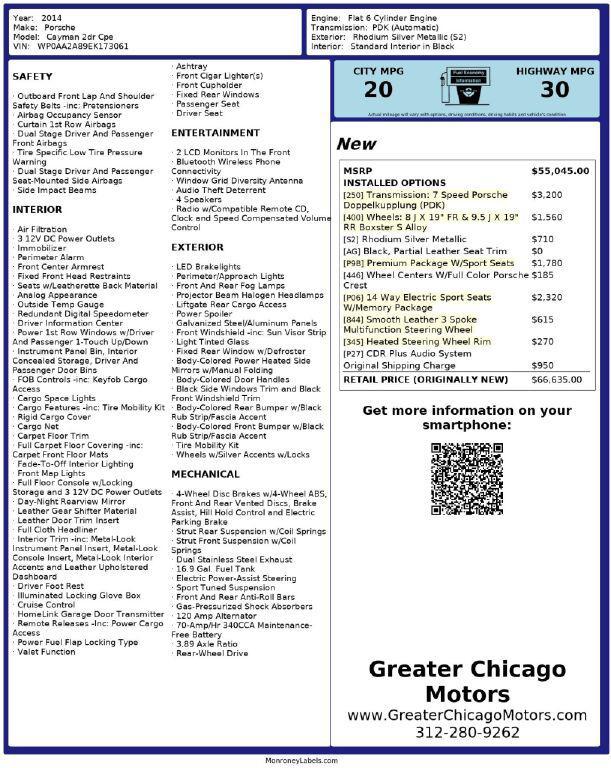 used 2014 Porsche Cayman car, priced at $39,999