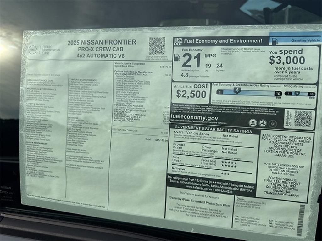 new 2025 Nissan Frontier car, priced at $45,150