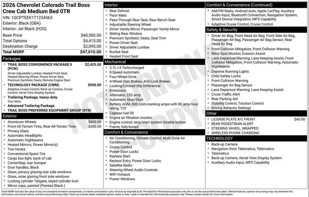 new 2026 Chevrolet Colorado car, priced at $42,524