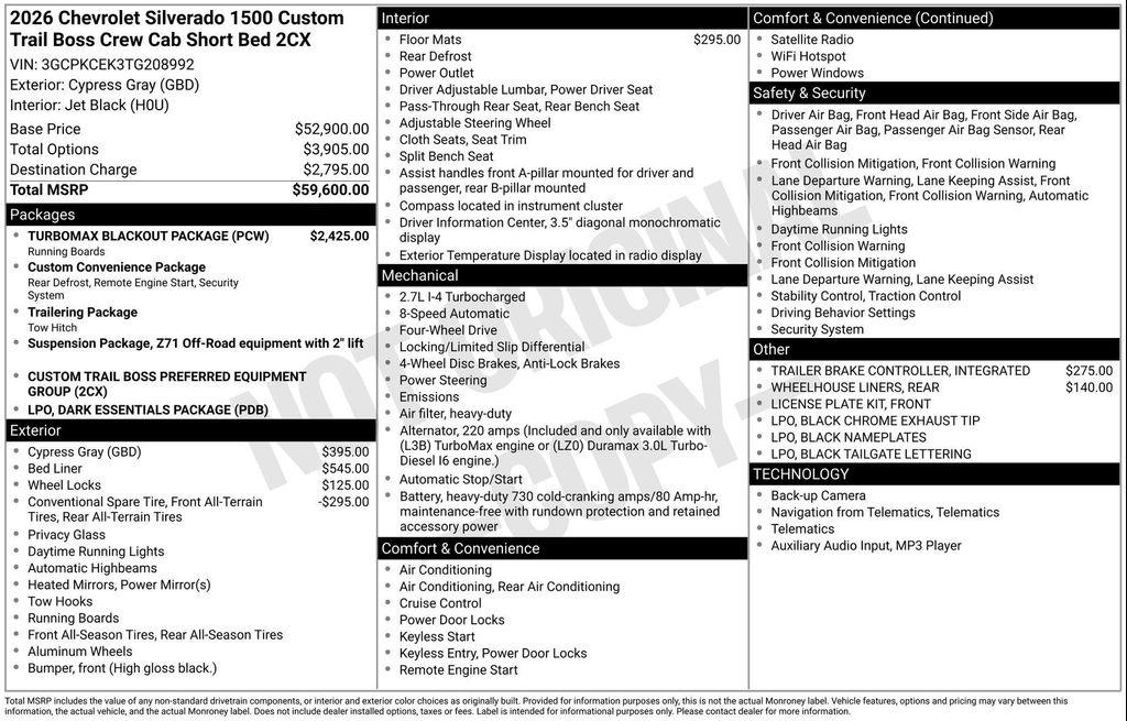 new 2026 Chevrolet Silverado 1500 car, priced at $49,938