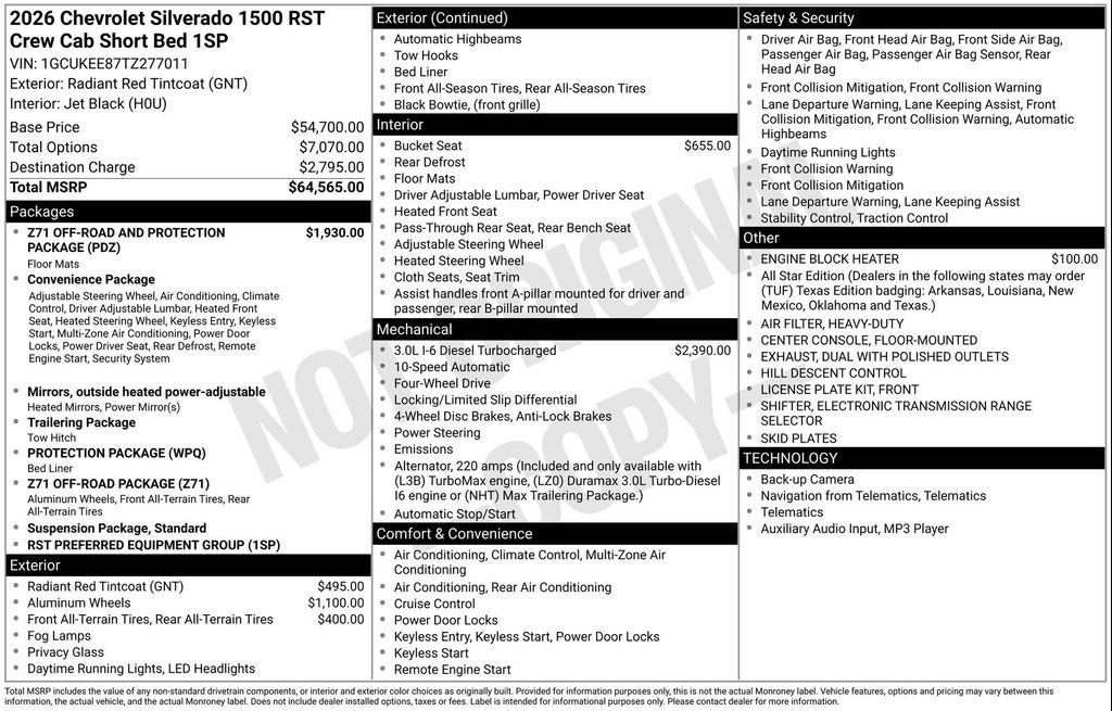 new 2026 Chevrolet Silverado 1500 car, priced at $54,684