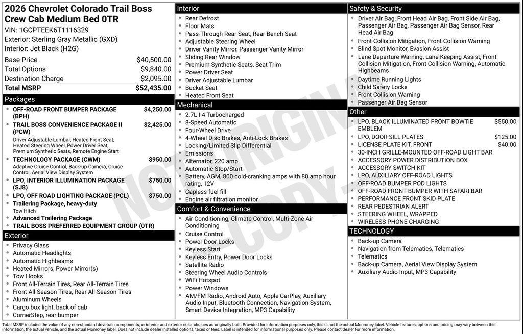 new 2026 Chevrolet Colorado car, priced at $46,557