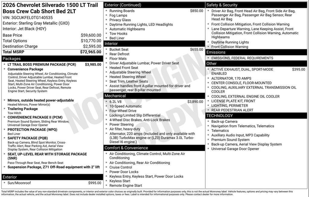 new 2026 Chevrolet Silverado 1500 car, priced at $62,172