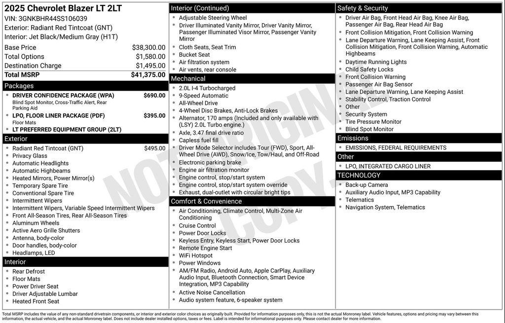 new 2025 Chevrolet Blazer car, priced at $35,257