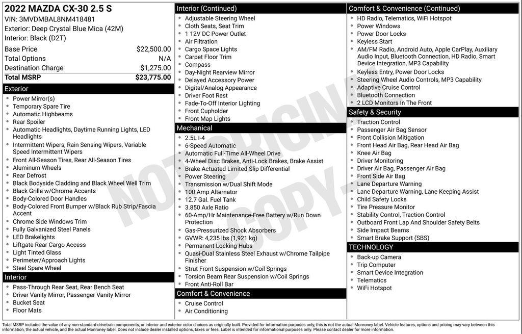 used 2022 Mazda CX-30 car, priced at $17,300