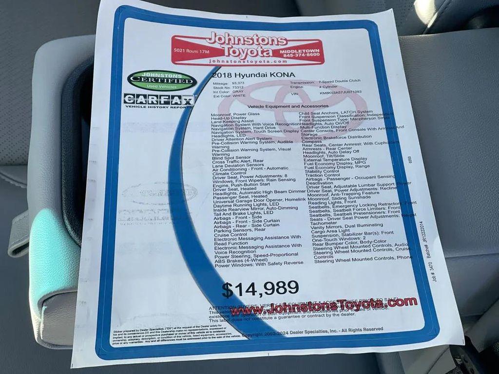 used 2018 Hyundai Kona car, priced at $13,988