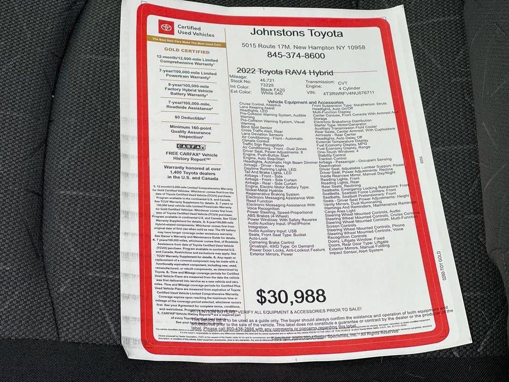 used 2022 Toyota RAV4 Hybrid car, priced at $30,988