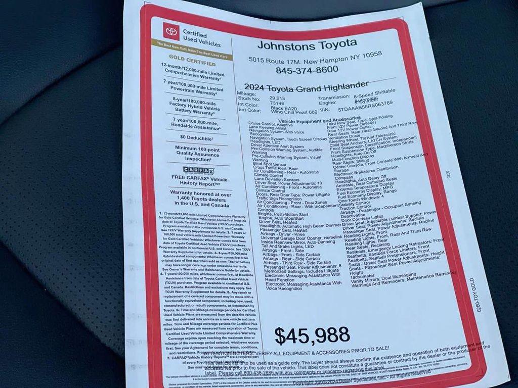 used 2024 Toyota Grand Highlander car, priced at $43,897