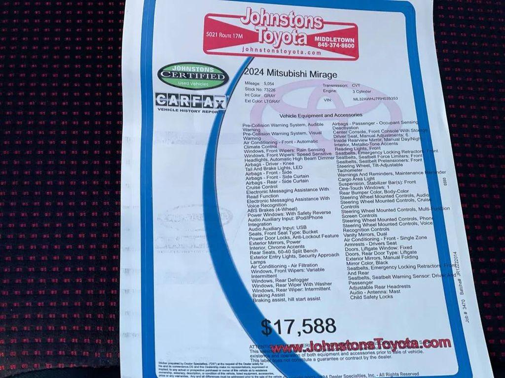 used 2024 Mitsubishi Mirage car, priced at $17,588