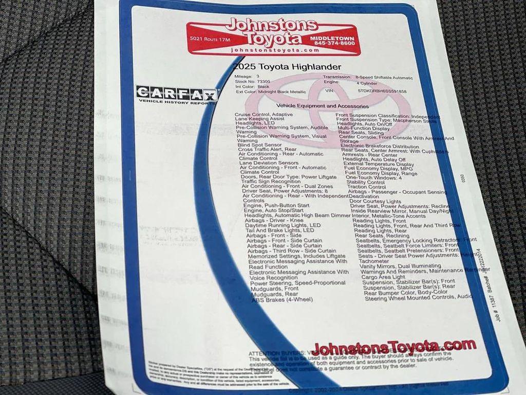 used 2025 Toyota Highlander car, priced at $44,043