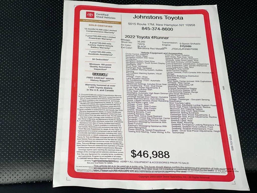 used 2022 Toyota 4Runner car, priced at $45,897