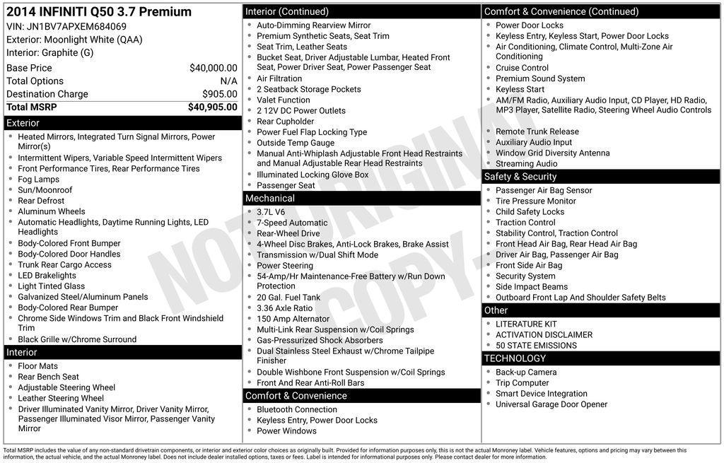 used 2014 INFINITI Q50 car, priced at $10,683