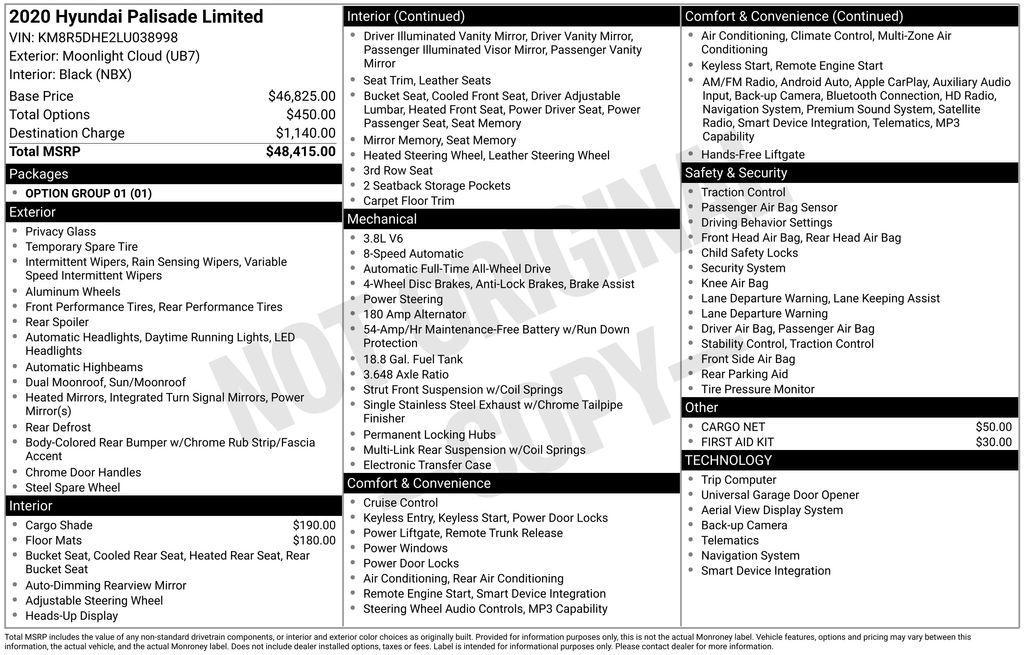 used 2020 Hyundai Palisade car, priced at $20,895