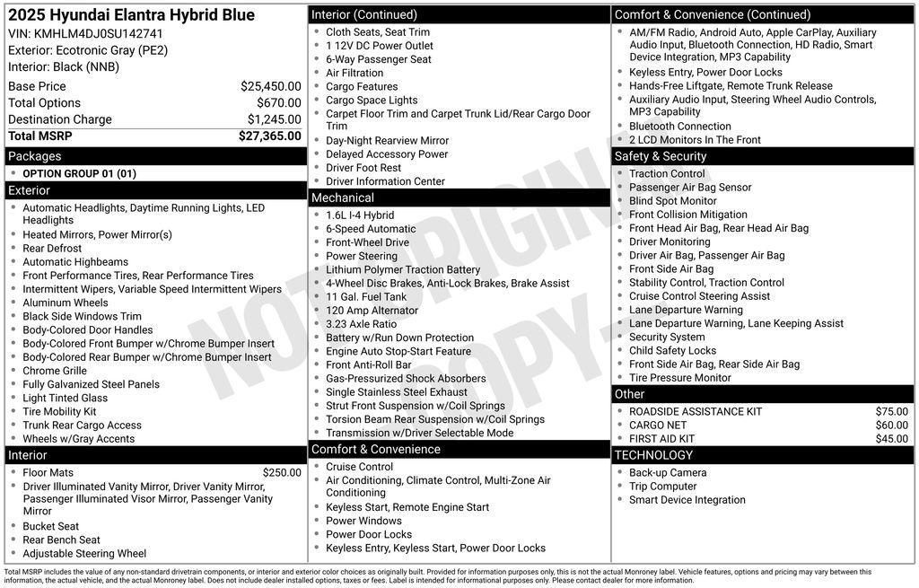 used 2025 Hyundai ELANTRA HEV car, priced at $24,501