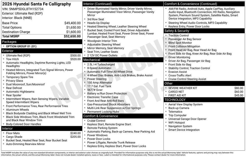 new 2026 Hyundai Santa Fe car, priced at $52,295