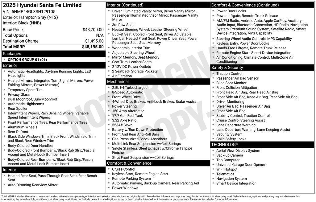 used 2025 Hyundai Santa Fe car, priced at $34,995