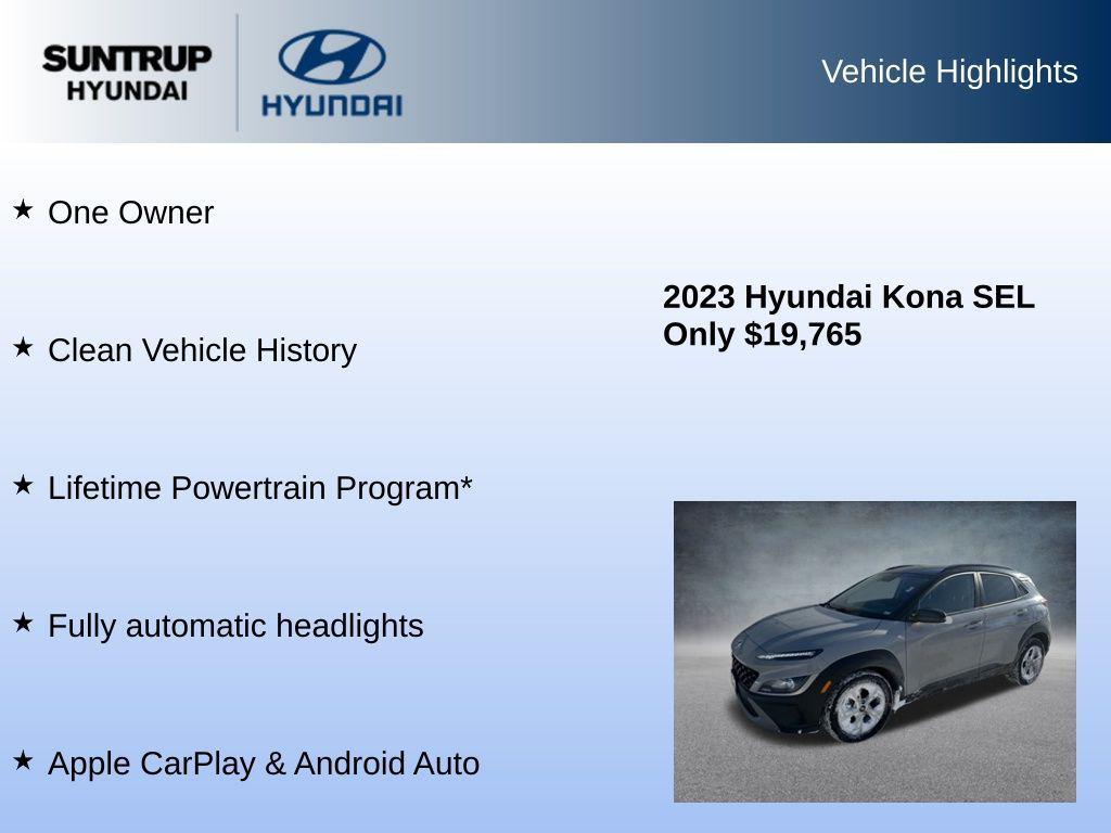 used 2023 Hyundai Kona car, priced at $19,515