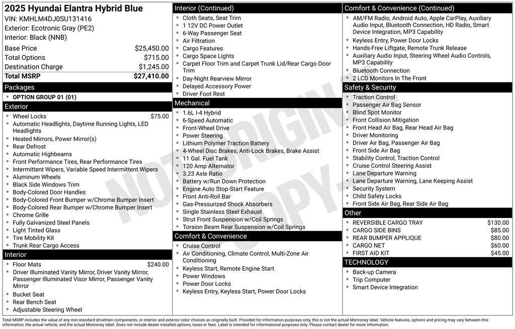 used 2025 Hyundai ELANTRA HEV car, priced at $25,491