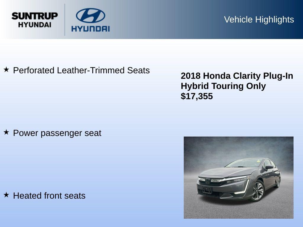 used 2018 Honda Clarity Plug-In Hybrid car, priced at $17,355