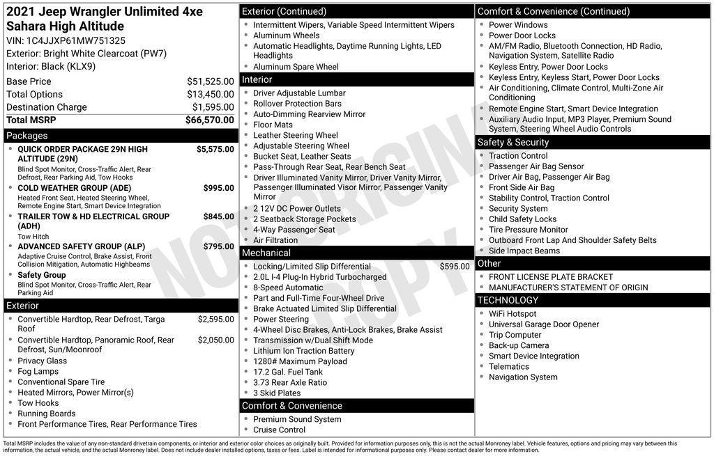 used 2021 Jeep Wrangler Unlimited 4xe car, priced at $27,495