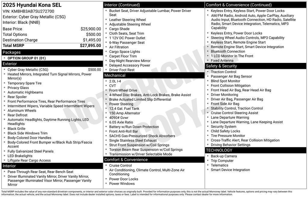 used 2025 Hyundai Kona car, priced at $21,315