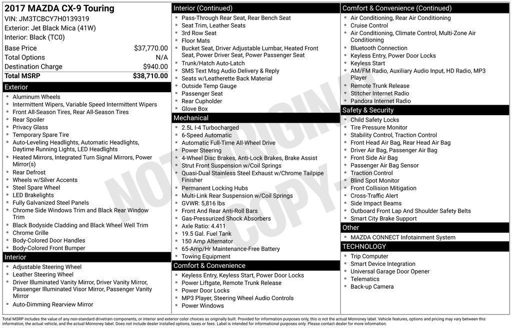 used 2017 Mazda CX-9 car, priced at $15,495