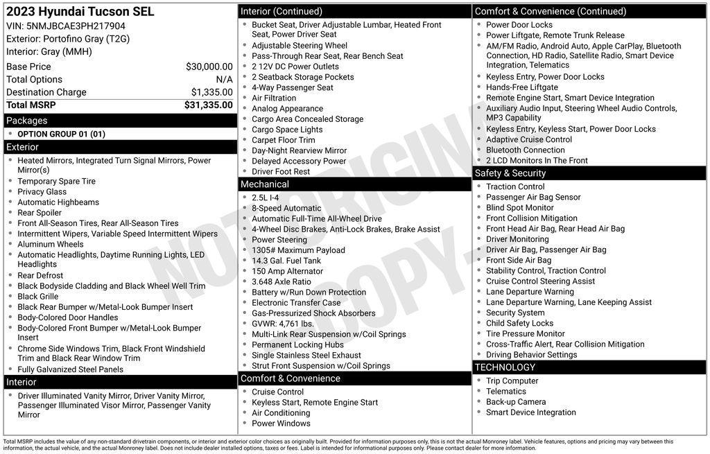 used 2023 Hyundai Tucson car, priced at $19,495