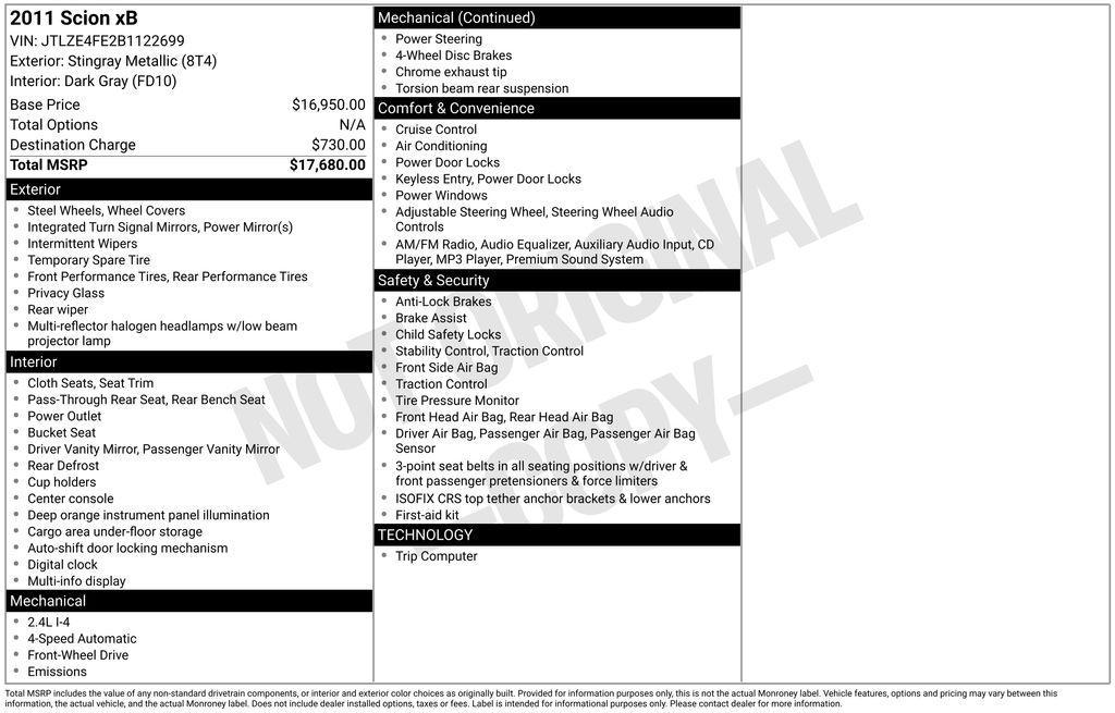 used 2011 Scion xB car, priced at $8,393