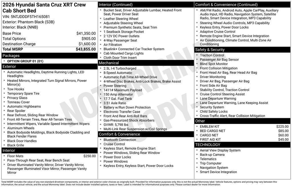 new 2026 Hyundai SANTA CRUZ car, priced at $41,441