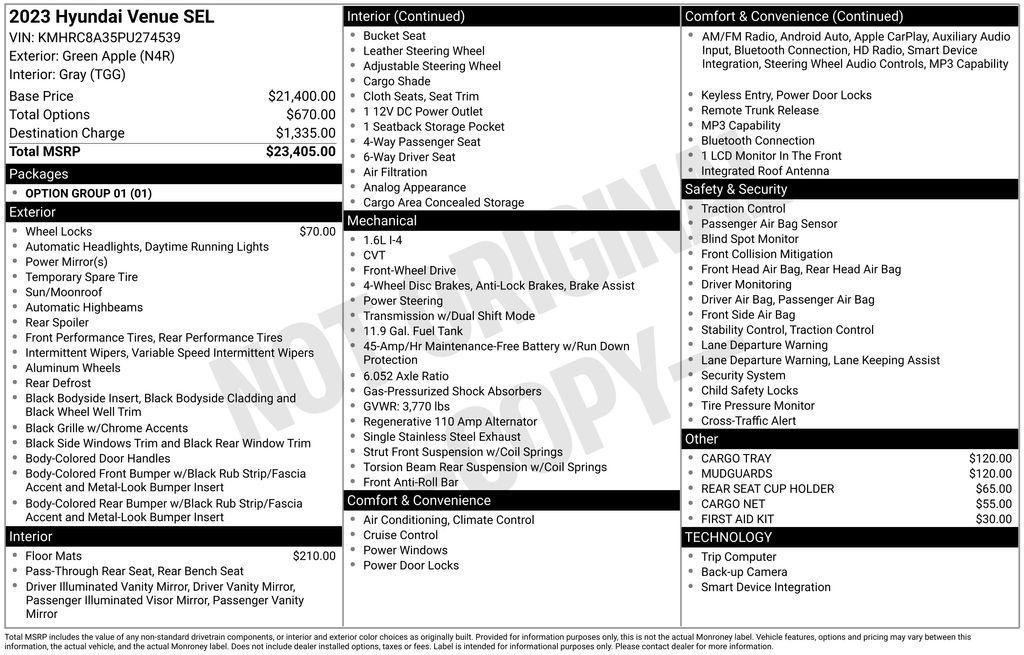 used 2023 Hyundai Venue car, priced at $16,495