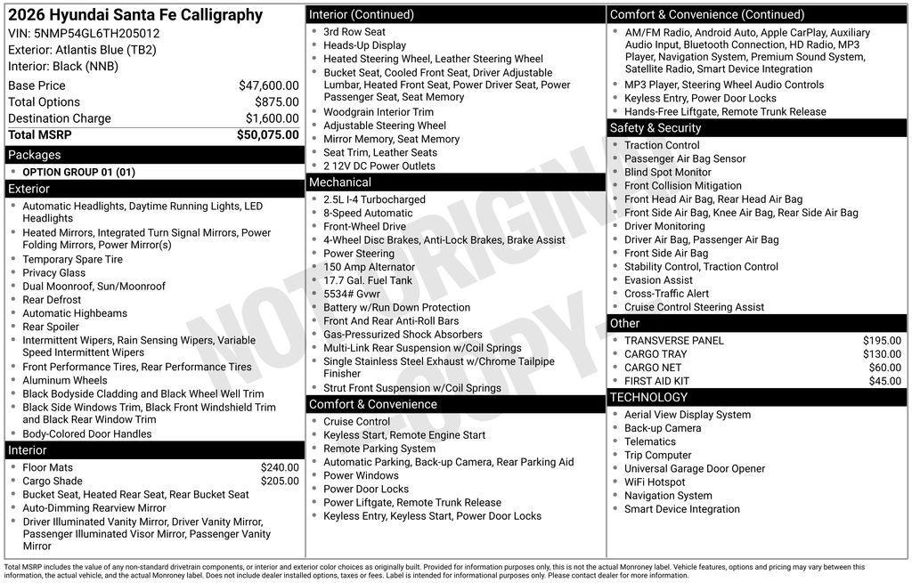 new 2026 Hyundai Santa Fe car, priced at $45,121