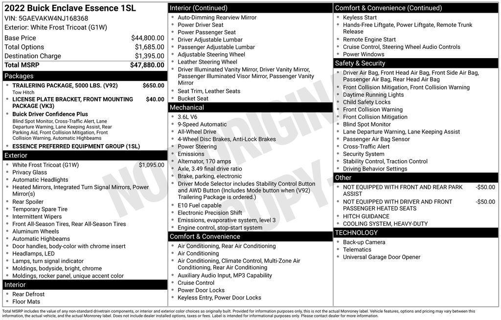 used 2022 Buick Enclave car, priced at $20,795