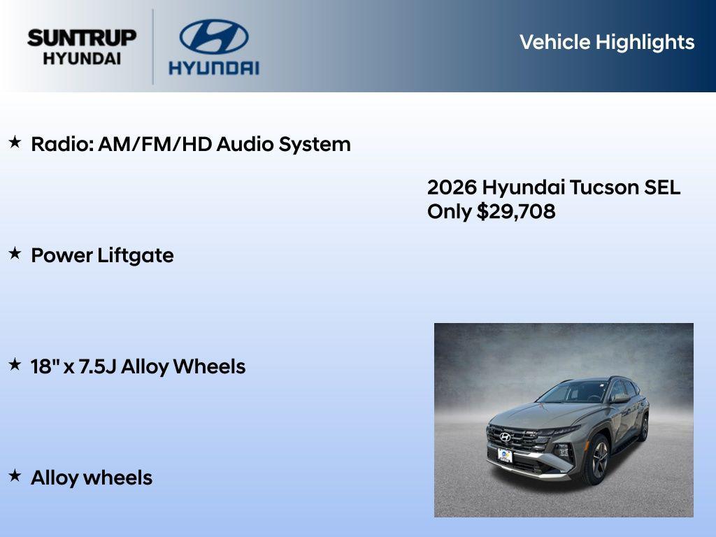 new 2026 Hyundai Tucson car, priced at $29,708