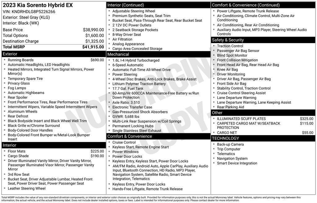 used 2023 Kia Sorento Hybrid car, priced at $27,195