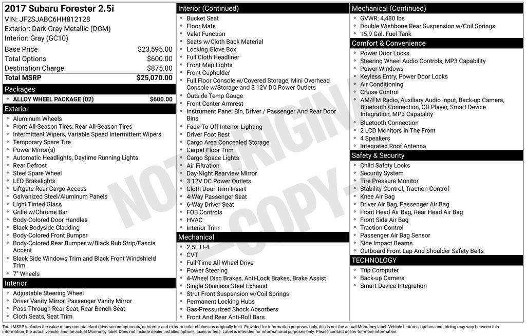 used 2017 Subaru Forester car, priced at $13,995