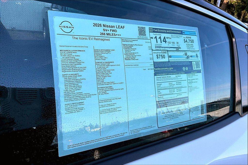 new 2026 Nissan Leaf car, priced at $36,699