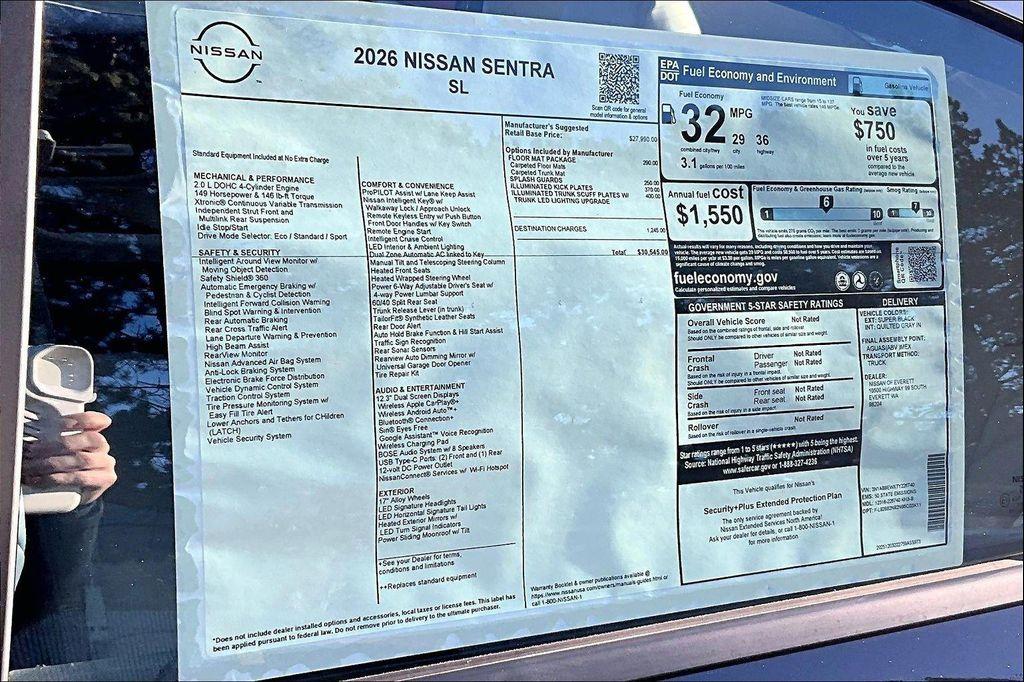 new 2026 Nissan Sentra car, priced at $27,965