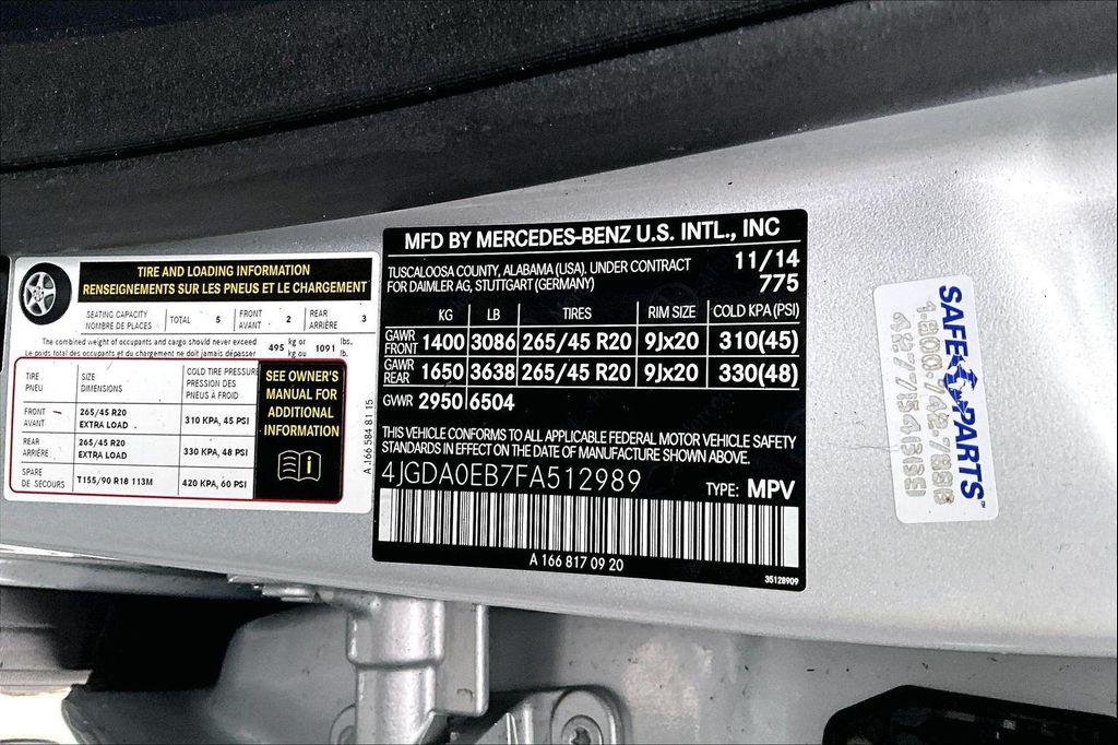 used 2015 Mercedes-Benz M-Class car, priced at $15,111