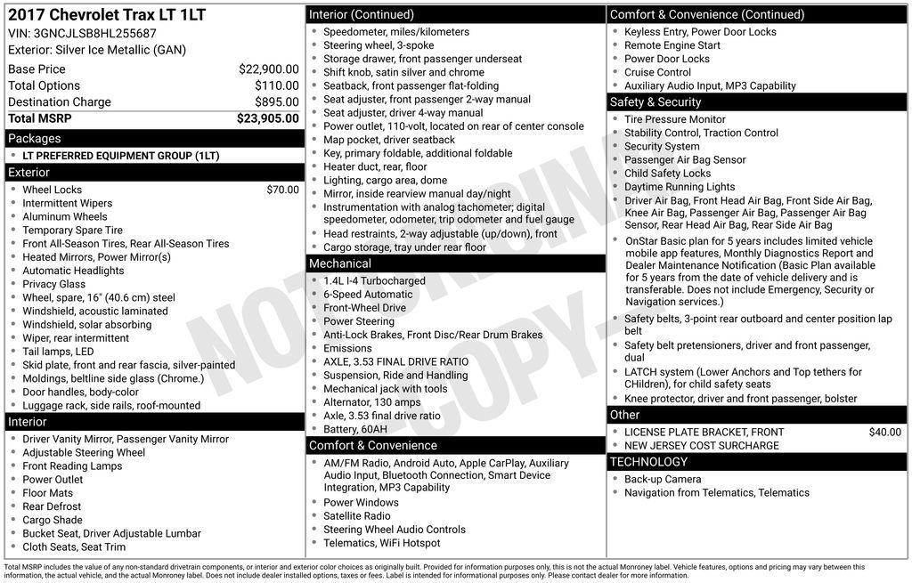 used 2017 Chevrolet Trax car, priced at $9,982