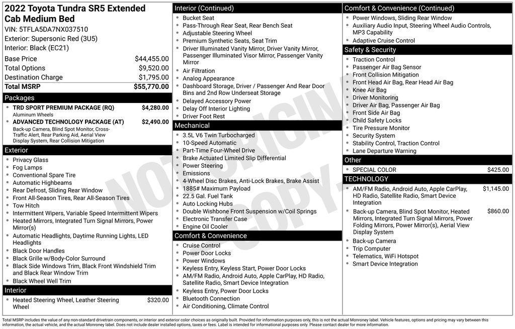 used 2022 Toyota Tundra car, priced at $41,900