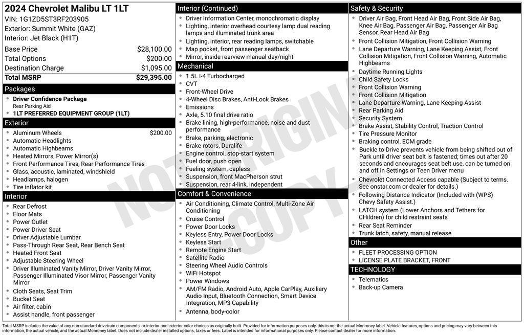 used 2024 Chevrolet Malibu car, priced at $20,456