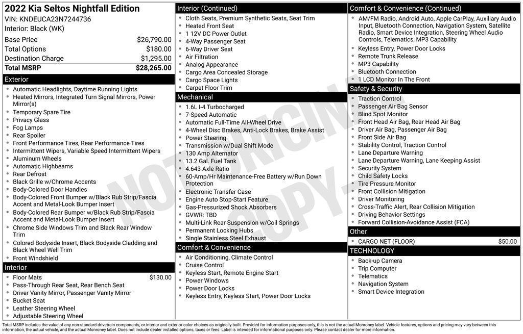 used 2022 Kia Seltos car, priced at $21,371