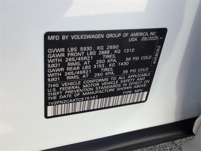 new 2026 Volkswagen Atlas car, priced at $52,486