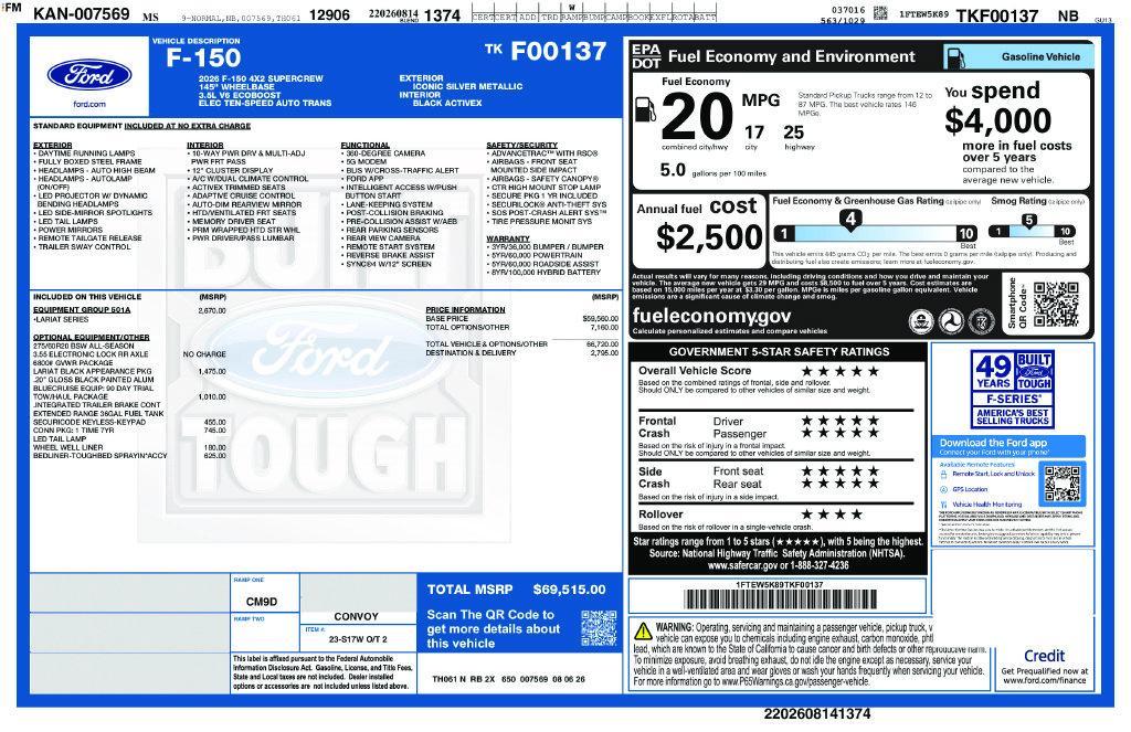 new 2026 Ford F-150 car, priced at $60,335